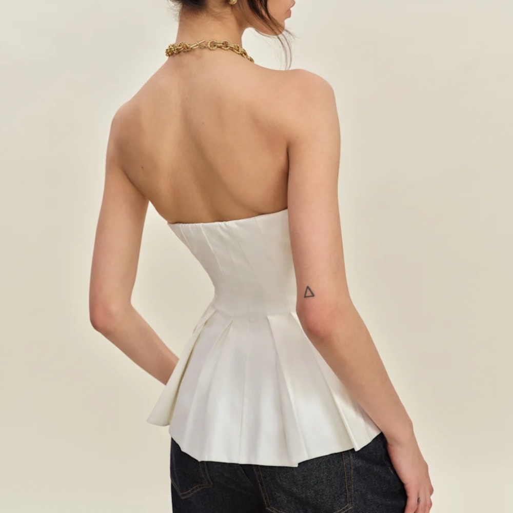 Reformation Ashlyn Top - White Ivory Beau Cocktail Cotton Causal Party - Picture 2 of 9